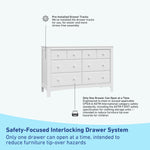 benton 6 drawer white dresser interlocking drawer callout