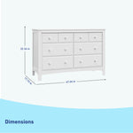 benton 6 drawer white dresser dimensions callout