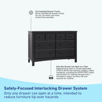 benton 6 drawer black dresser interlocking drawer callout