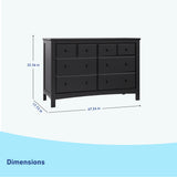 benton 6 drawer black dresser dimensions callout