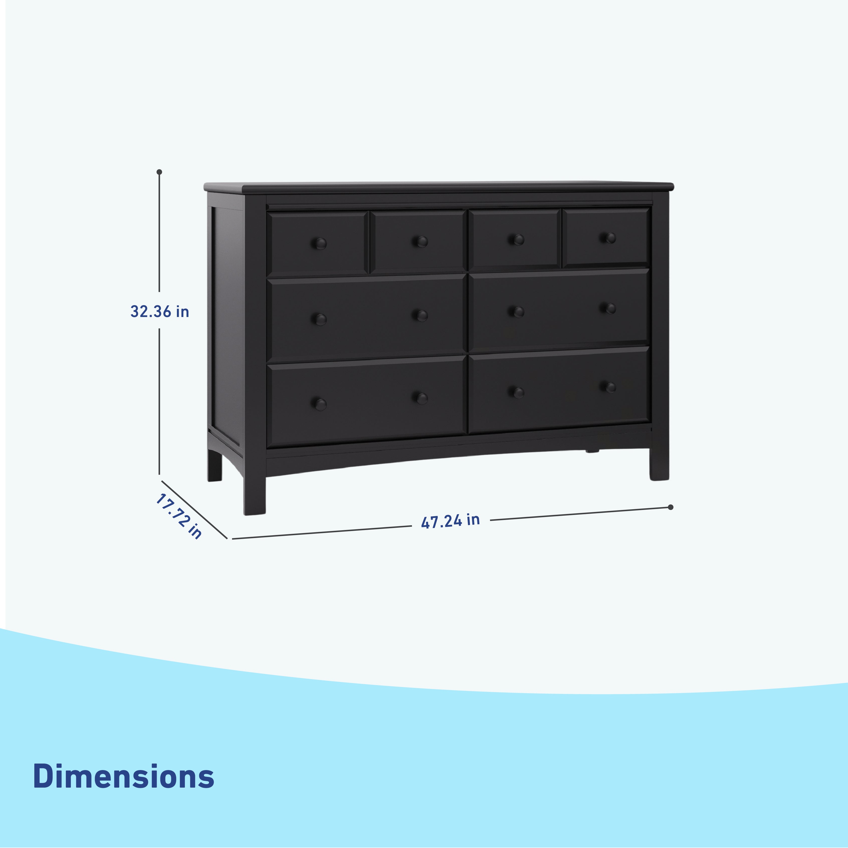 benton 6 drawer black dresser dimensions callout