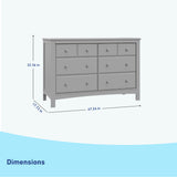 benton 6 drawer pebble gray dresser dimensions callout