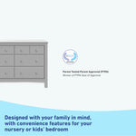 benton 6 drawer pebble gray dresser certifications callout