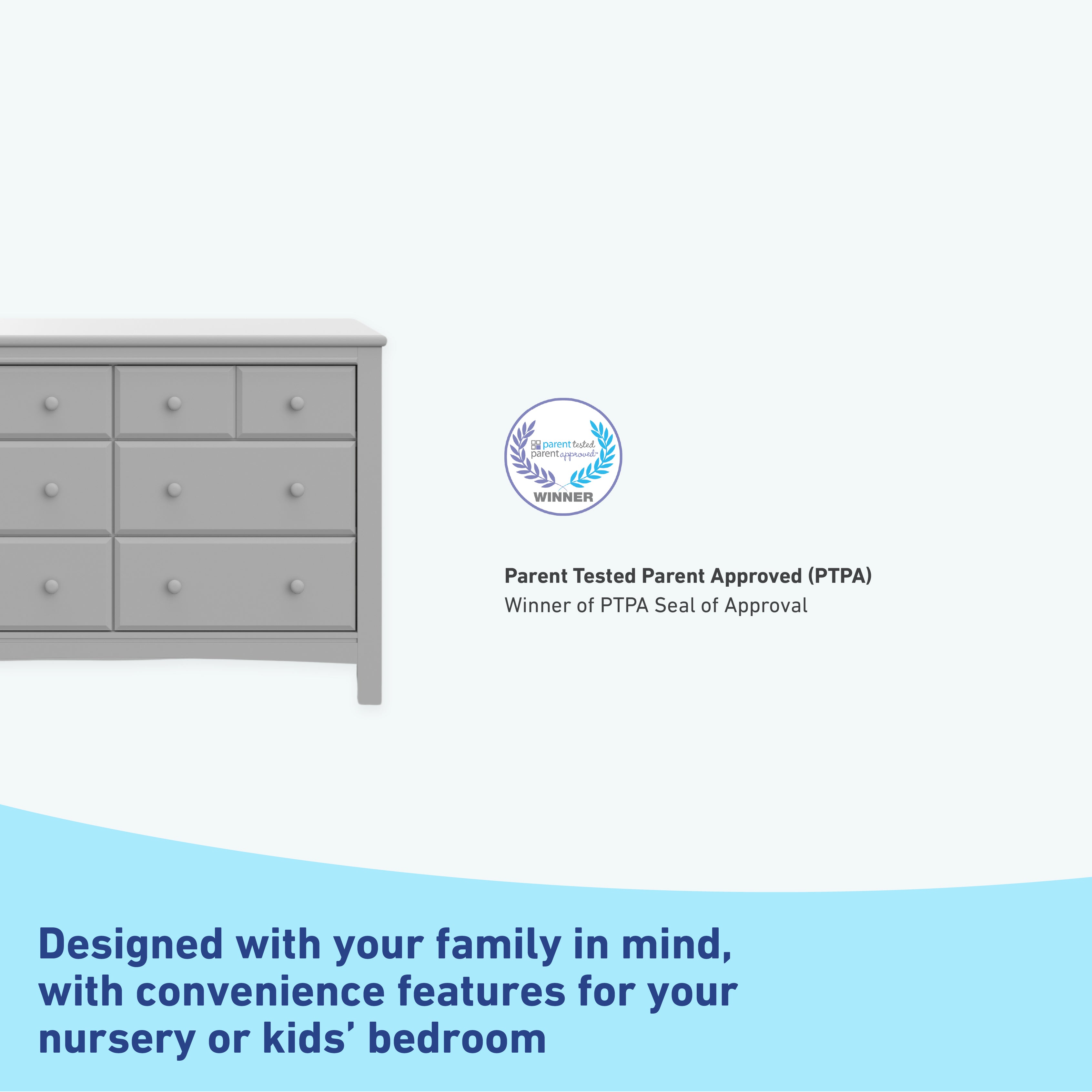 benton 6 drawer pebble gray dresser certifications callout