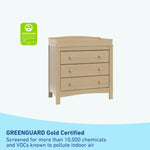 noah 3 drawer chest with topper in driftwood finish GREENGUARD Gold Certified callout