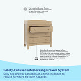 noah 3 drawer chest with topper in driftwood finish interlocking drawer callout