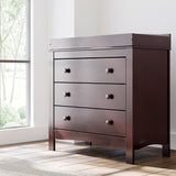 noah 3 drawer chest with topper in espresso finish in nursery by window