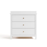 sasha 3 drawer chest with topper in white finish front view