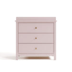 sasha 3 drawer chest with topper in blush finish front view