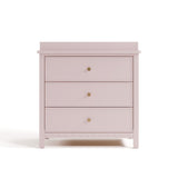 sasha 3 drawer chest with topper in blush finish front view
