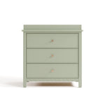 sasha 3 drawer chest with topper in sage finish front view