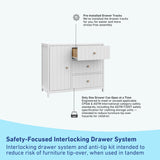 combo 3 drawer dresser with drawer out (white)