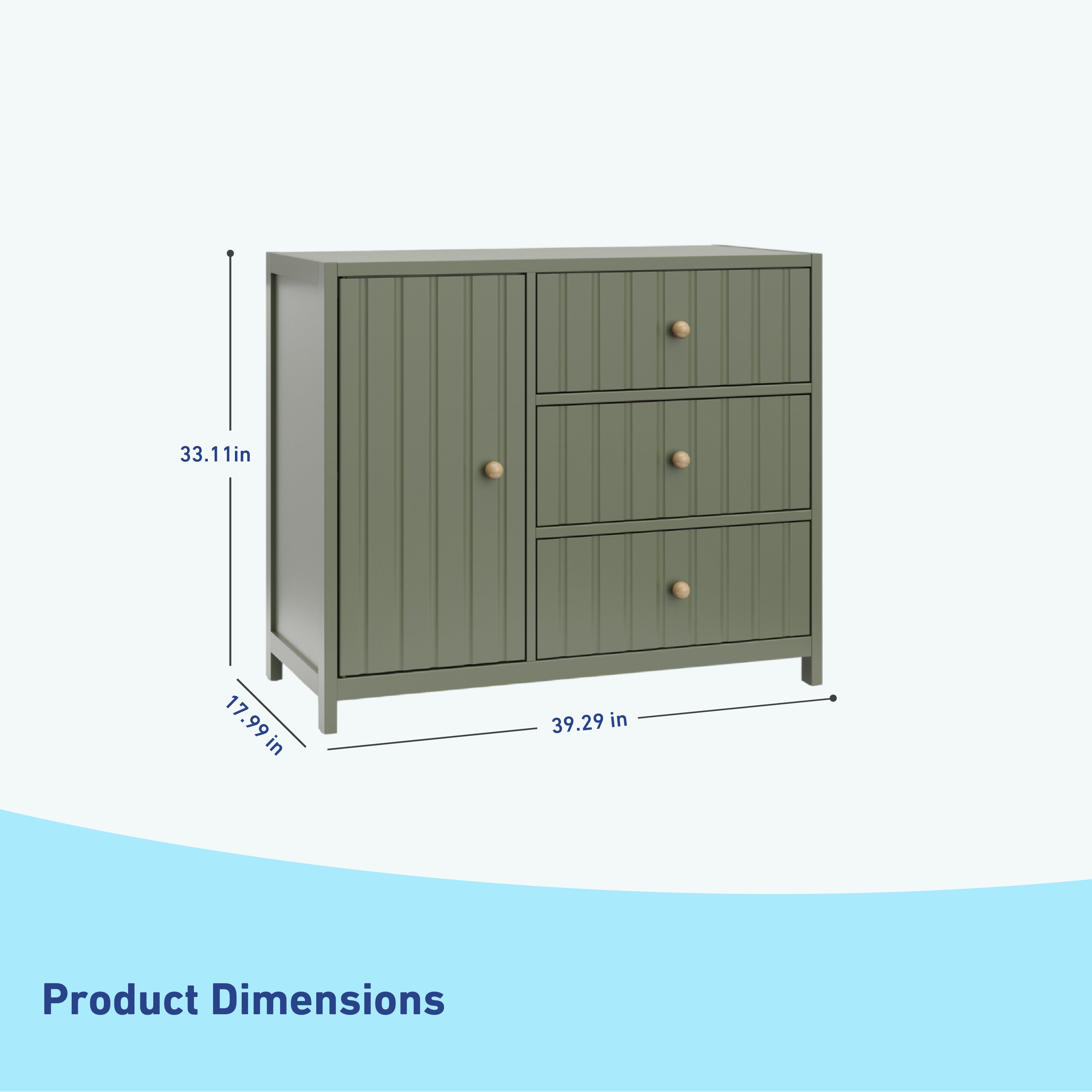 Graco® Teddi® 3 Drawer Combo Dresser with Customizable Knobs.