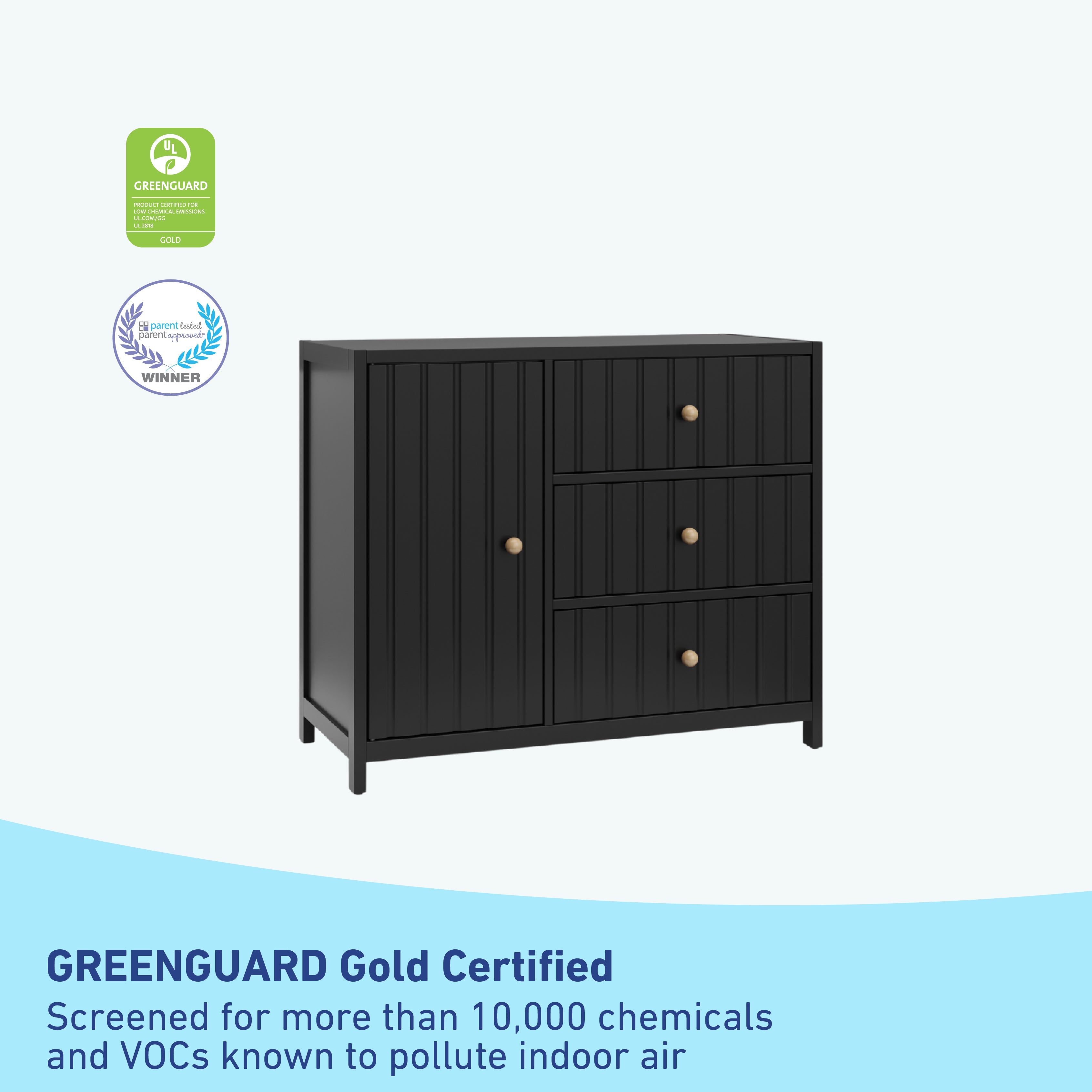 3 drawer combo dresser with certification (black)