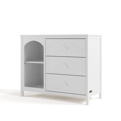Olivia white 3 drawer combo dresser angle view