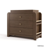 Read-with-me hazelnut with driftwood 3 drawer chest with changing topper with 2025 Graco copyright on bottom right