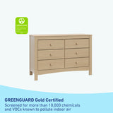 noah 6 drawer driftwood dresser GREENGUARD Gold Certified callout