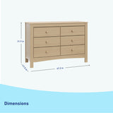 noah 6 drawer driftwood dresser dimensions callout