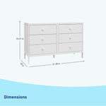universal 6 drawer white dresser dimensions callout