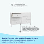 universal 6 drawer white dresser interlocking drawer callout