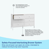 universal 6 drawer white dresser interlocking drawer callout