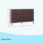universal 6 drawer espresso dresser dimensions callout