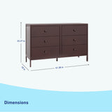 universal 6 drawer espresso dresser dimensions callout