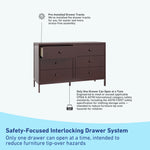 universal 6 drawer espresso dresser interlocking drawer callout