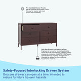 universal 6 drawer espresso dresser interlocking drawer callout