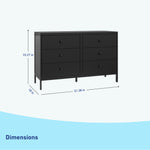 universal 6 drawer black dresser dimensions callout