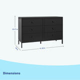 universal 6 drawer black dresser dimensions callout