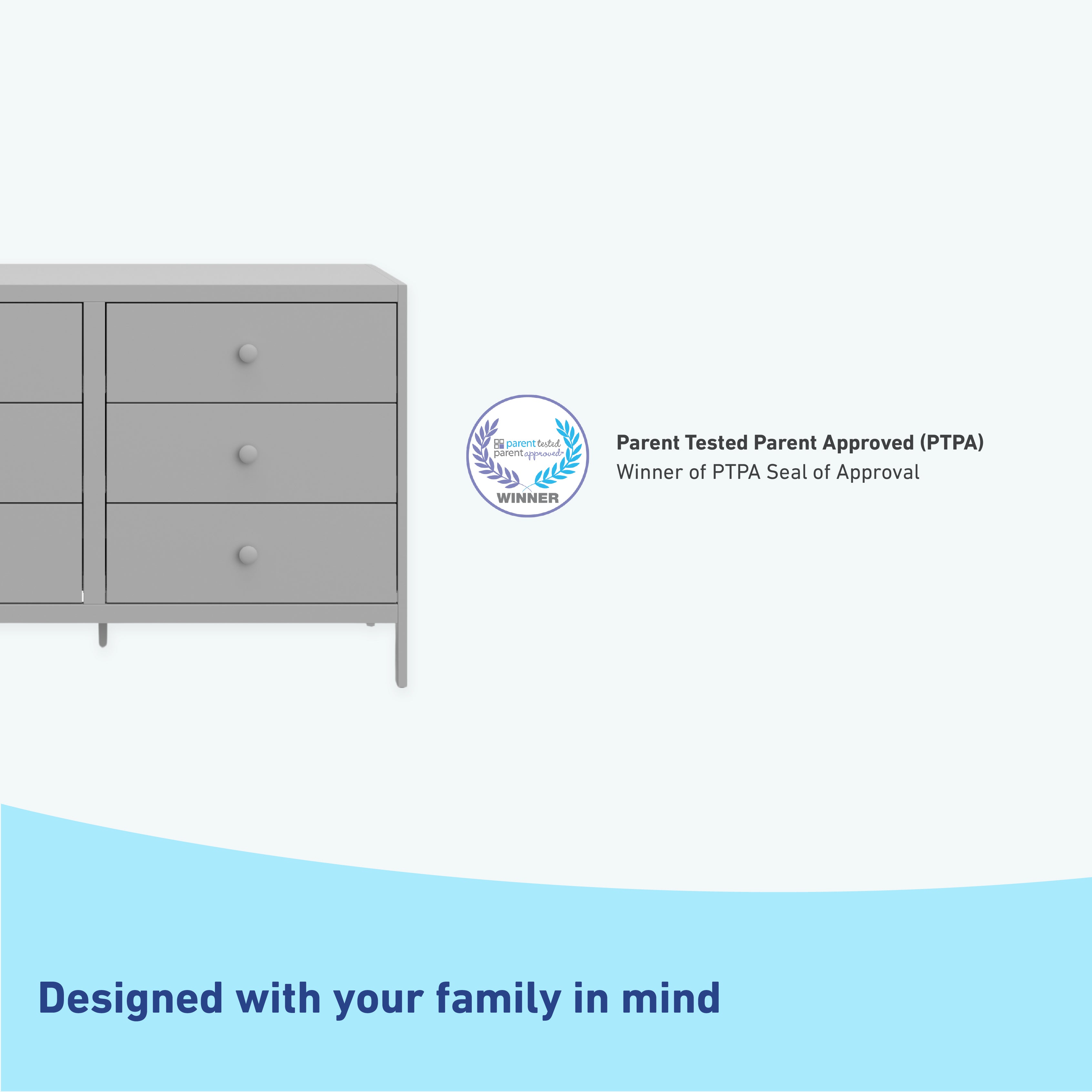 universal 6 drawer pebble gray dresser PTPA winner callout