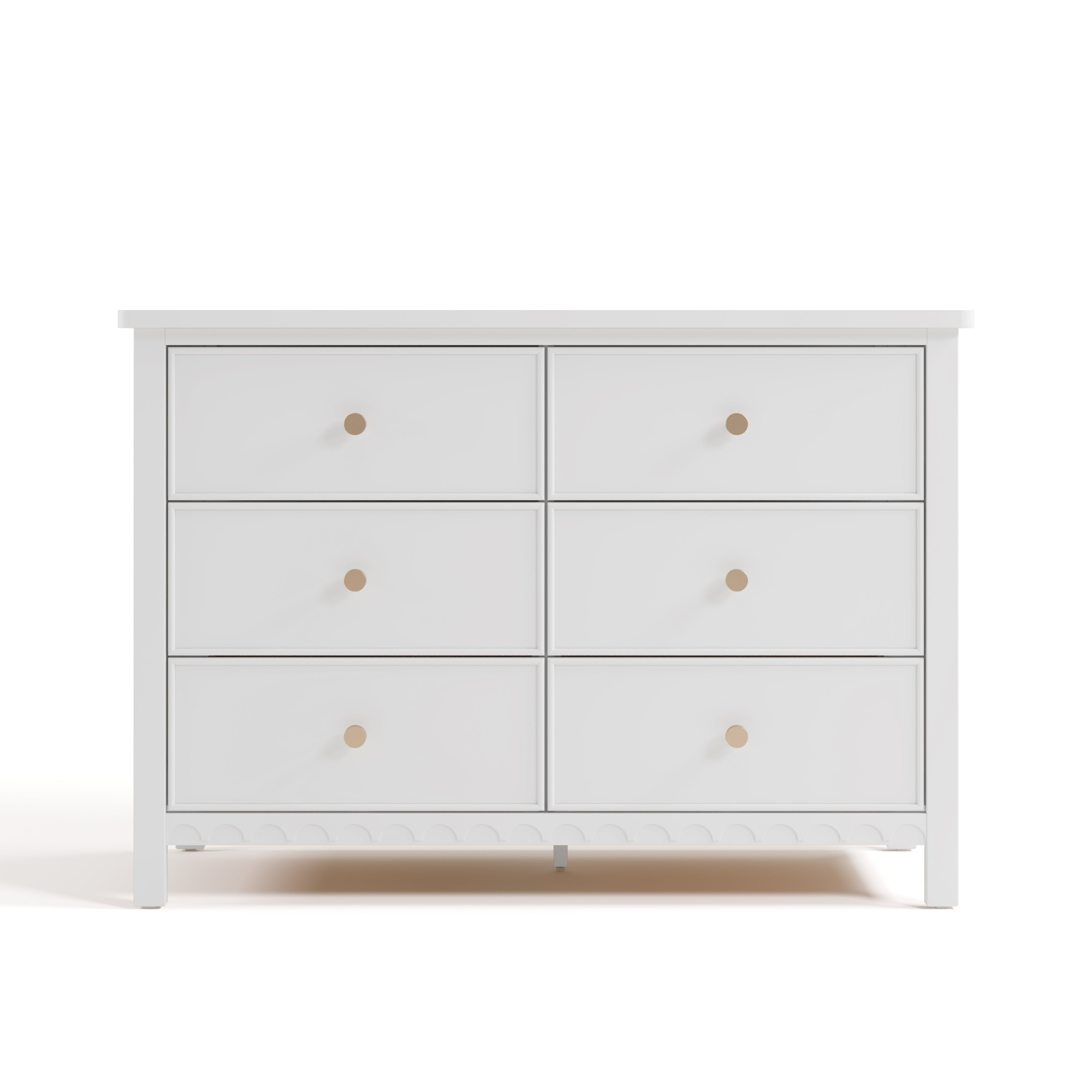 sasha 6 drawer white dresser front view