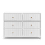 Front view of white 6 drawer dresser