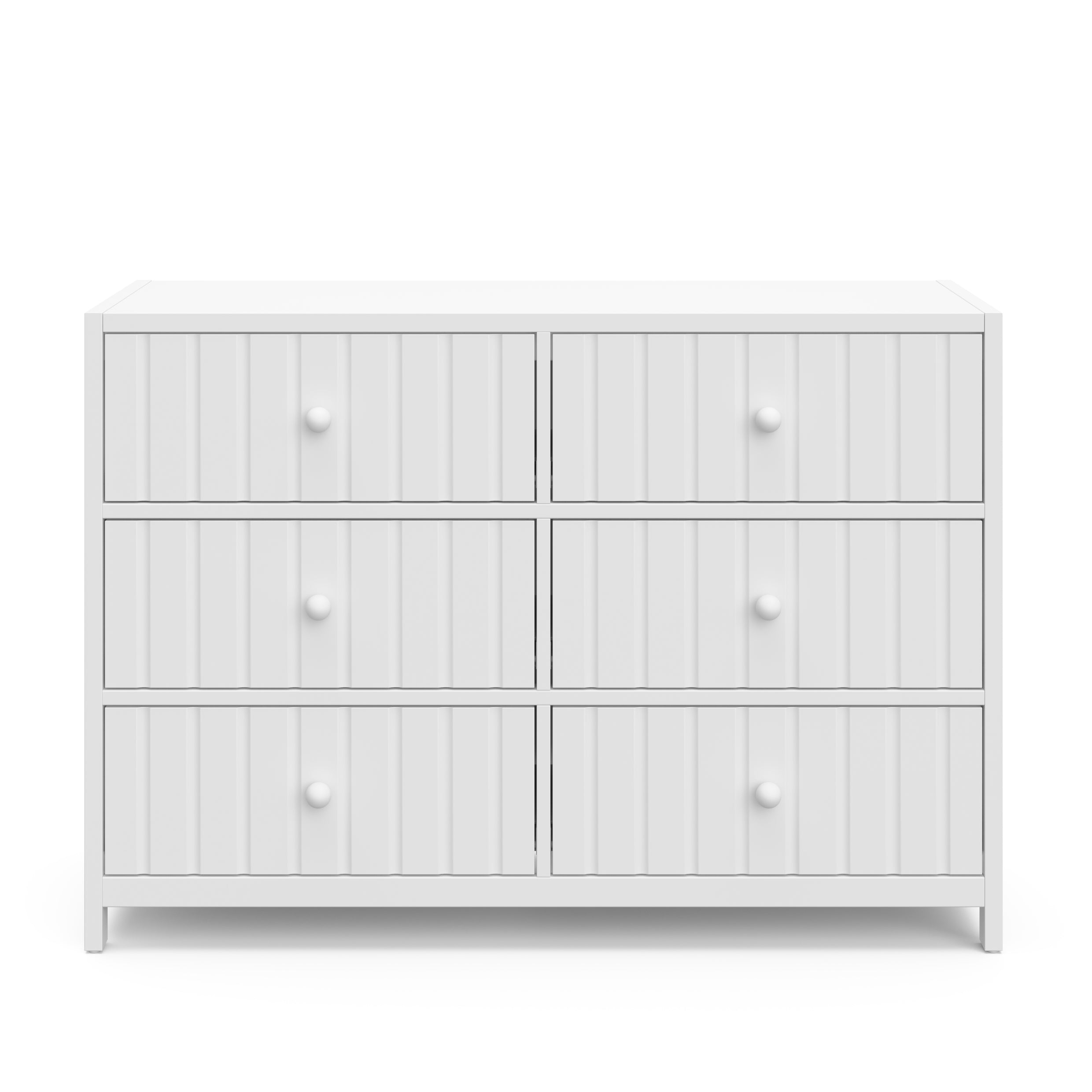 teddi 6 drawer white dresser front view