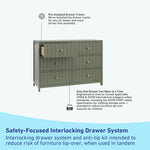 teddi 6 drawer olive dresser interlocking drawer callout