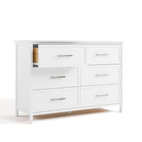 classic white 6 drawer dresser angle view with top left drawer open