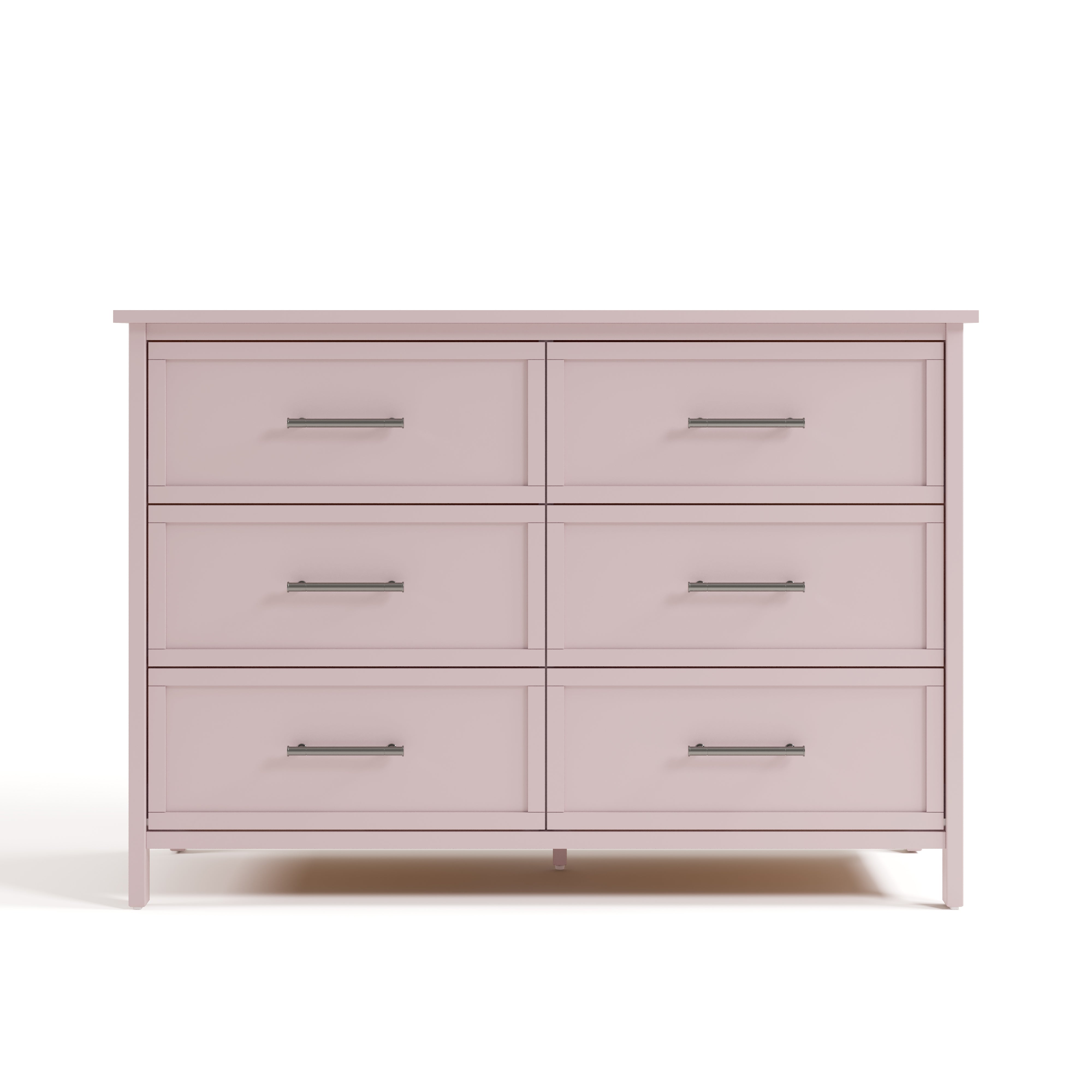 classic blush 6 drawer dresser front view