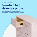 Classic blush 6 drawer dresser interlocking drawers callout