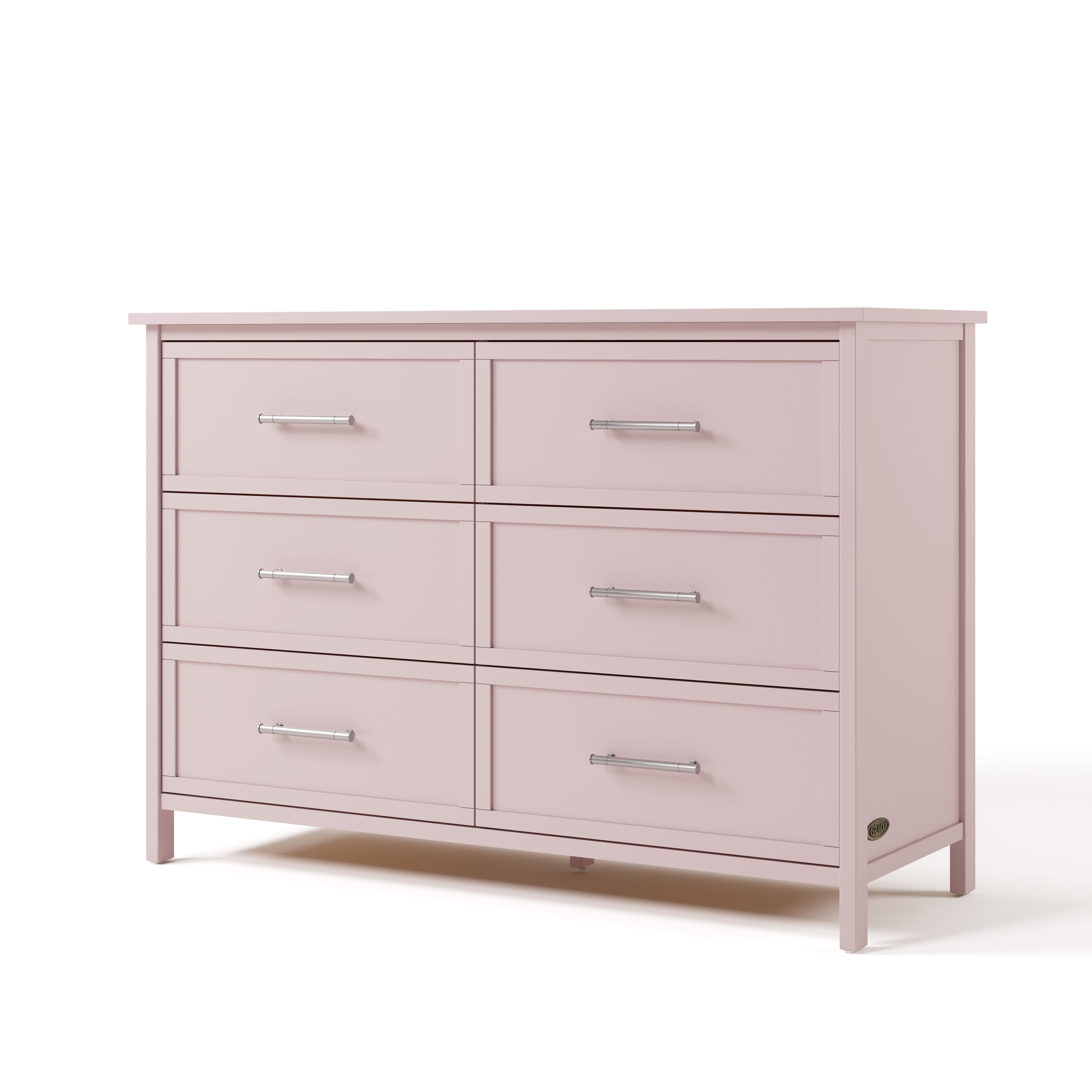 classic blush 6 drawer dresser angle view