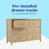 Classic driftwood 6 drawer dresser pre-installed drawer tracks callout