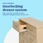 Classic driftwood 6 drawer dresser interlocking drawers callout