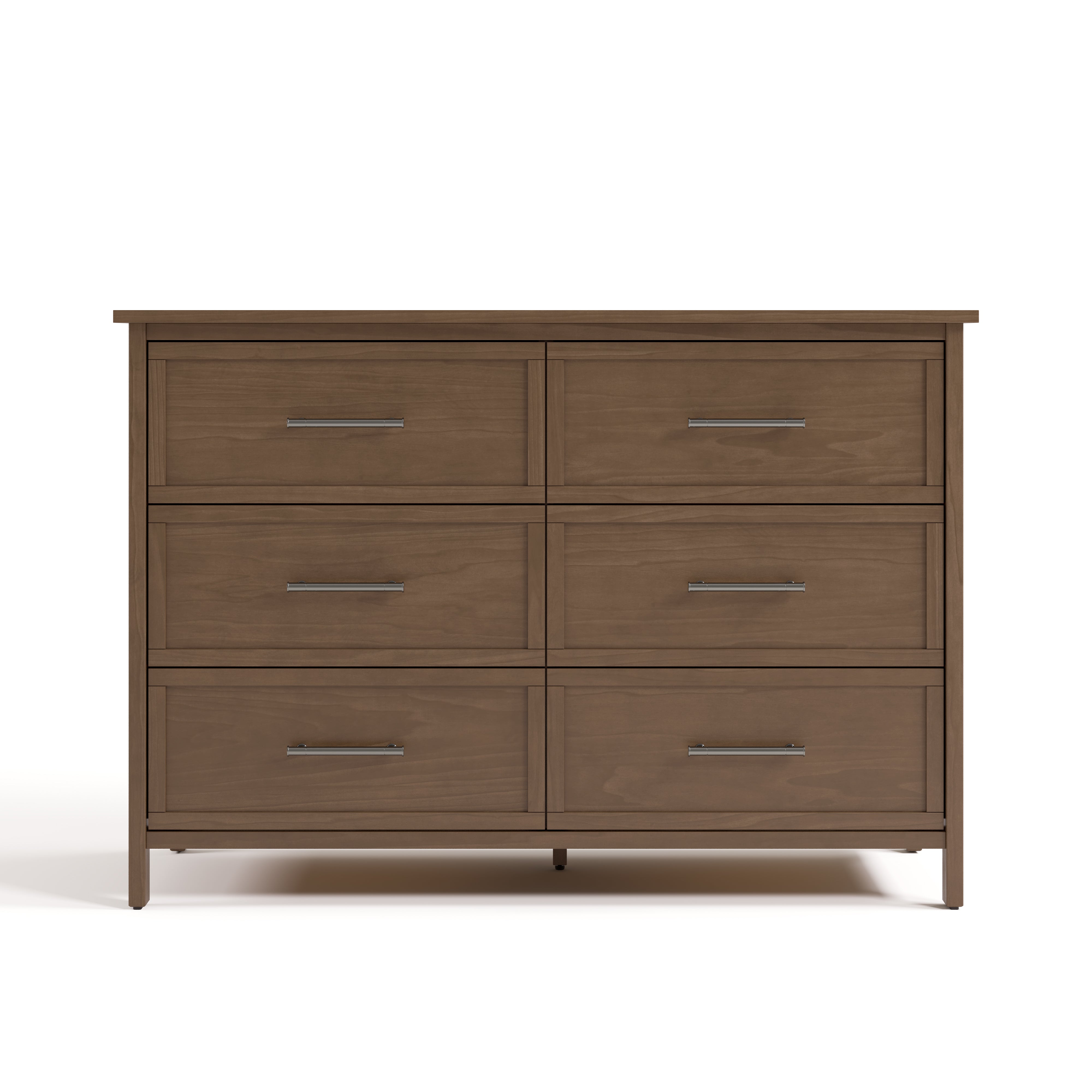classic hazelnut 6 drawer dresser front view