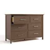 classic hazelnut 6 drawer dresser angle view with top left drawer open