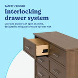 Classic hazelnut 6 drawer dresser interlocking drawers callout