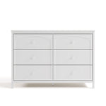Olivia white 6 drawer dresser front view