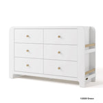 Read-with-me white with driftwood 6 drawer dresser with 2025 Graco copyright on bottom right