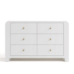 Front view of Read-with-Me 6 drawer dresser in white with driftwood