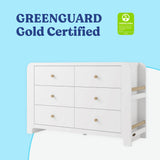 Read-with-Me 6 drawer dresser in white with driftwood GREENGUARD Gold Certified callout