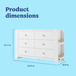 Read-with-Me 6 drawer dresser in white with driftwood with dimensions